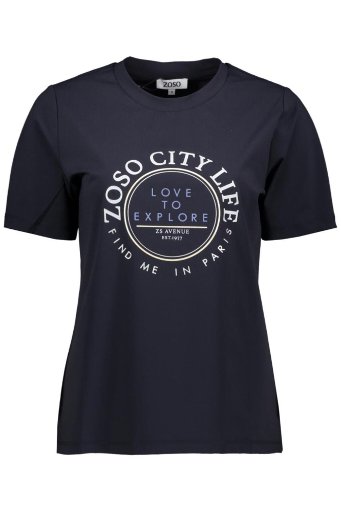 Zoso blauwe dames t-shirt | Vooraanzicht