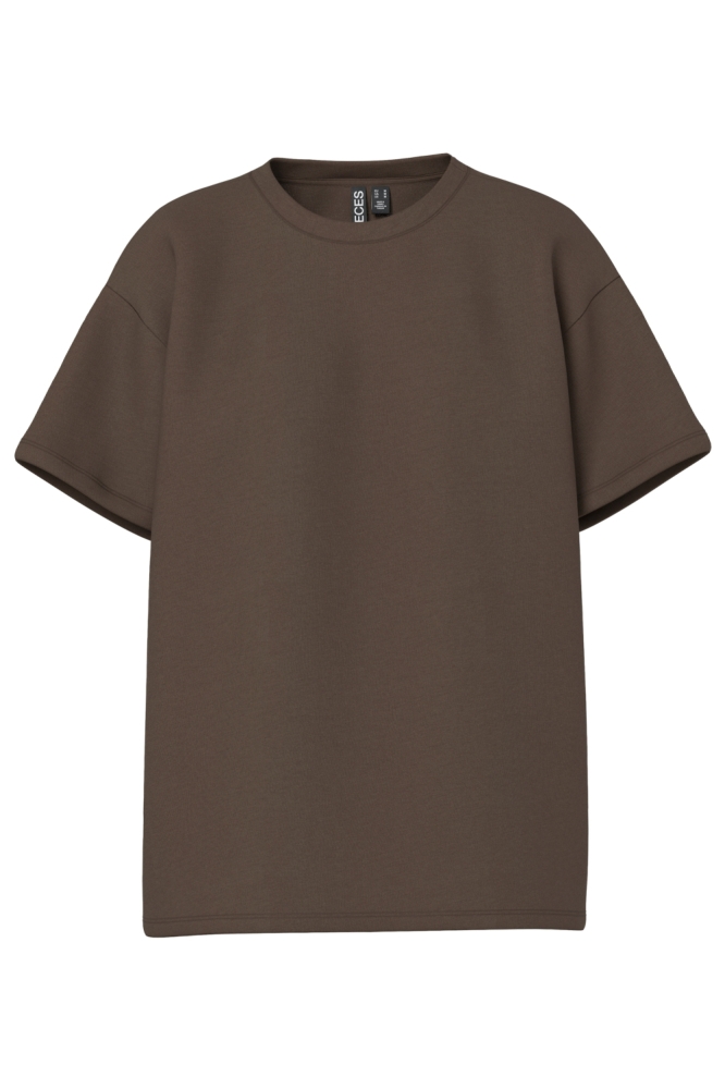 Pieces bruine dames t-shirt | Vooraanzicht