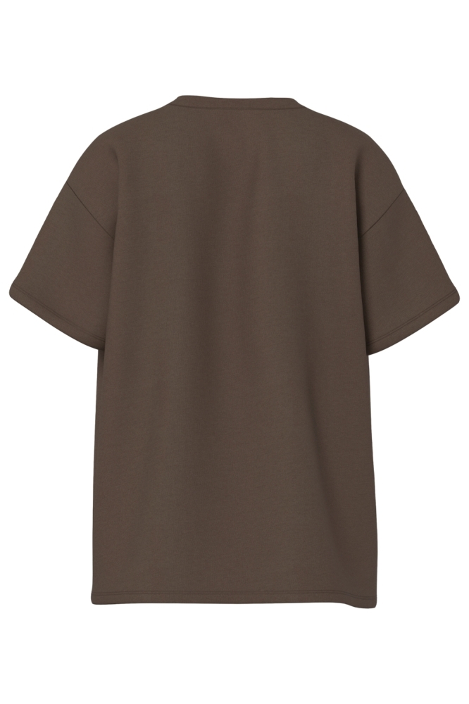 Pieces bruine dames t-shirt | Achteraanzicht