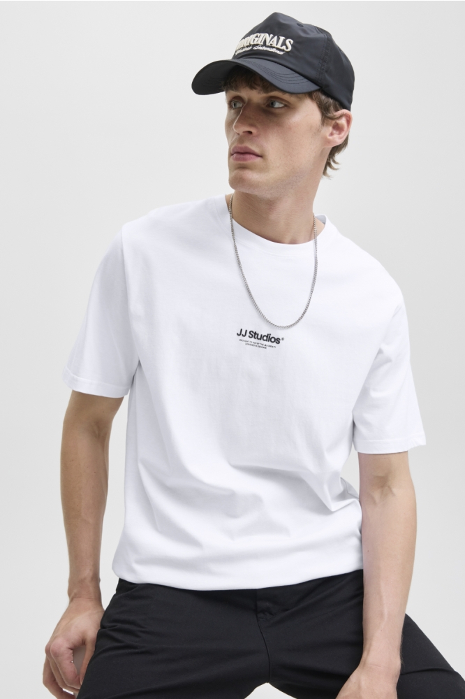 Jack & Jones witte heren t-shirt | Model vooraanzicht