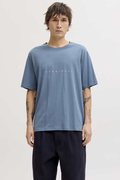 Jack & Jones blauwe heren t-shirt | Model vooraanzicht