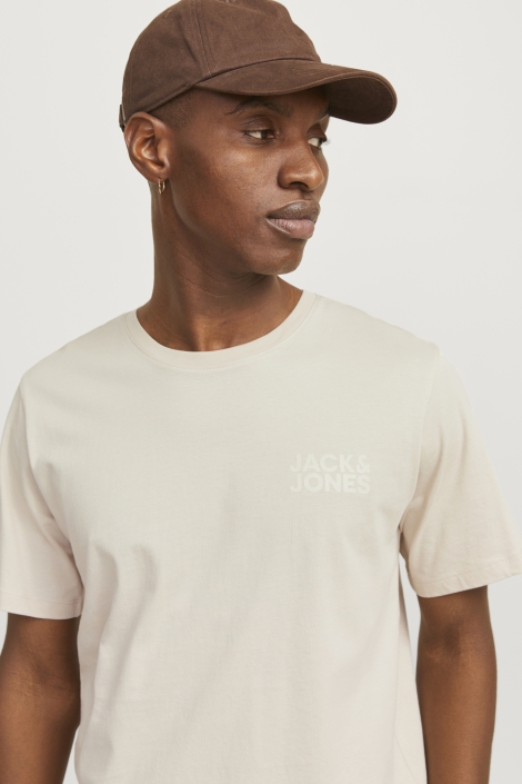 Jack & Jones beige heren t-shirt | Close up