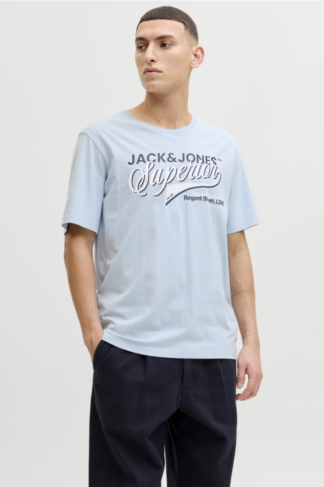 Jack & Jones blauwe heren t-shirt | Model vooraanzicht