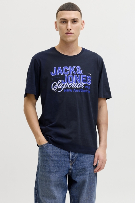 Jack & Jones blauwe heren t-shirt | Model vooraanzicht