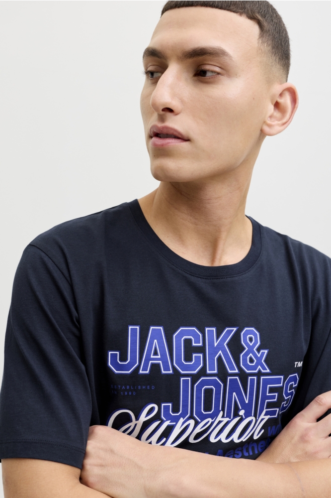 Jack & Jones blauwe heren t-shirt | Close up