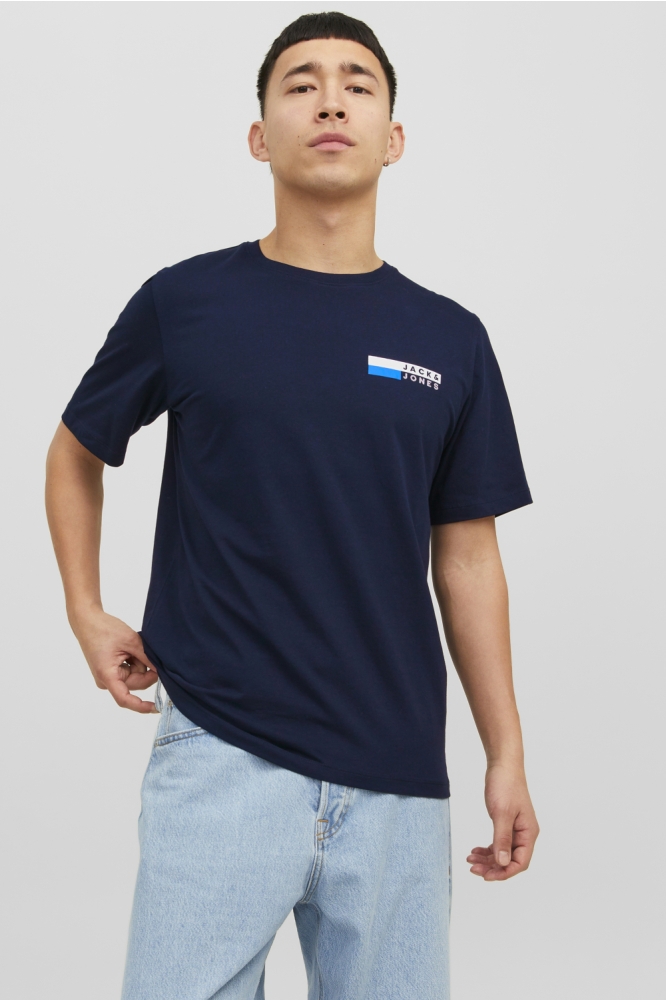 Jack & Jones blauwe heren t-shirt | Model vooraanzicht