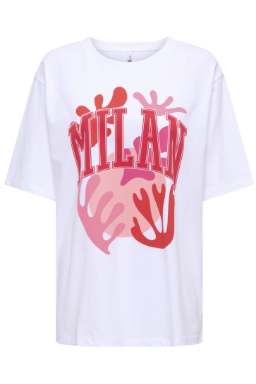 Only T-shirt ONLROSIE S/S OVERSIZE TEE CS JRS 15369746 Bright White/Milan coll