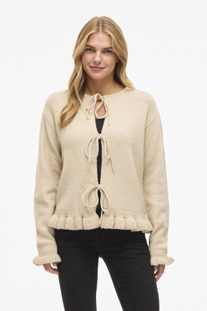 Vila beige dames vest | Model vooraanzicht