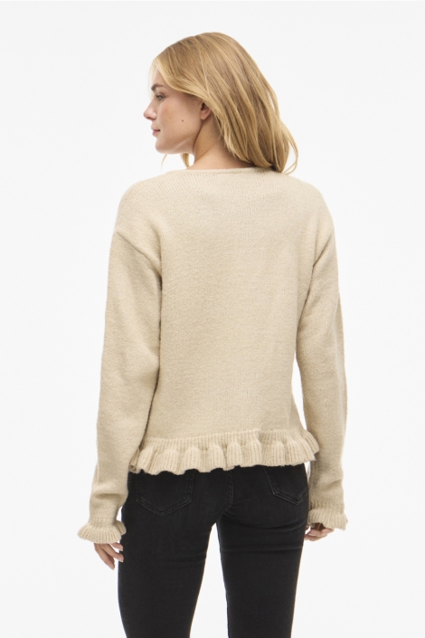 Vila beige dames vest | Model achteraanzicht