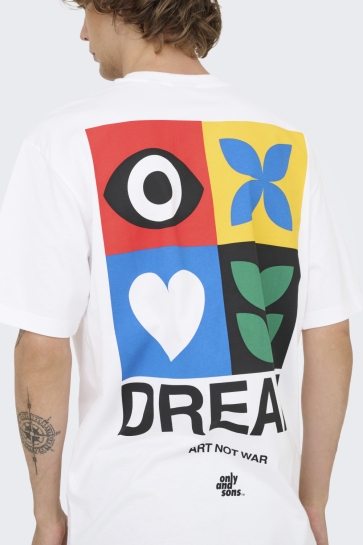 Only & Sons T-shirt ONSFRED GIROUD RLX SS TEE 22036984 Bright White/DREAM