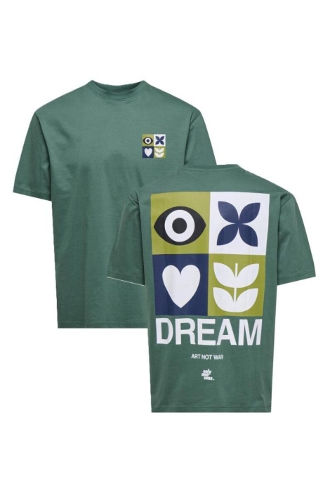 Only & Sons groene heren t-shirt | Vooraanzicht