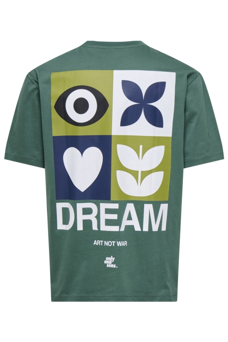 Only & Sons groene heren t-shirt | Achteraanzicht