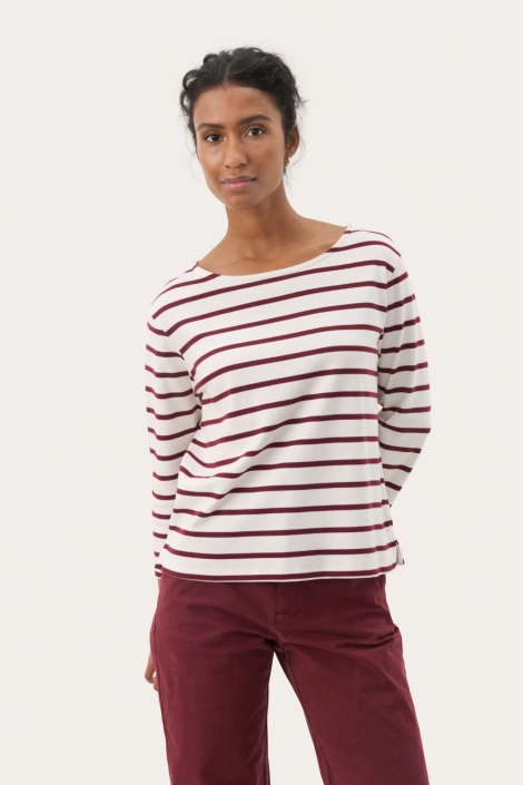 Part Two ecru dames t-shirt | Model vooraanzicht