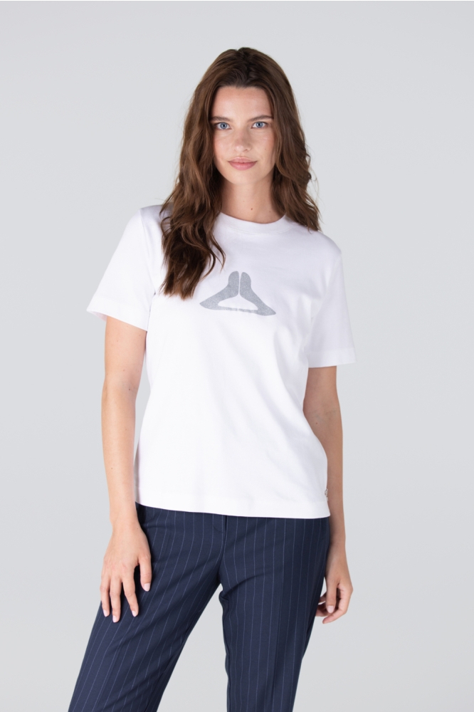 Juffrouw Jansen witte dames t-shirt | Model vooraanzicht