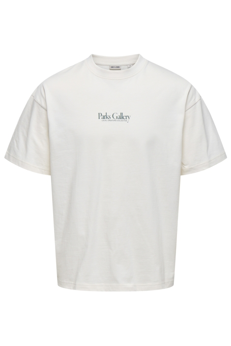 Only & Sons beige heren t-shirt | Vooraanzicht