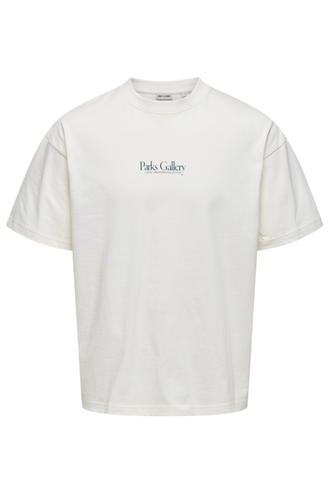 Only & Sons beige heren t-shirt | Vooraanzicht