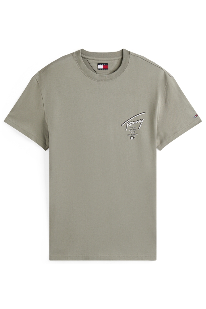 Tommy Jeans groene heren t-shirt | Vooraanzicht