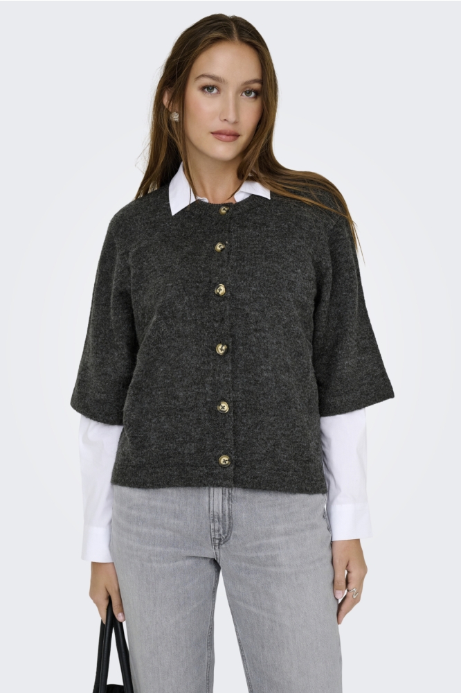 Only grijze dames vest | Model vooraanzicht