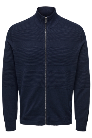 Only & Sons Vest ONSMALIK REG 12 PIN ZIP CARD KNIT N 22033304 NAVY BLAZER