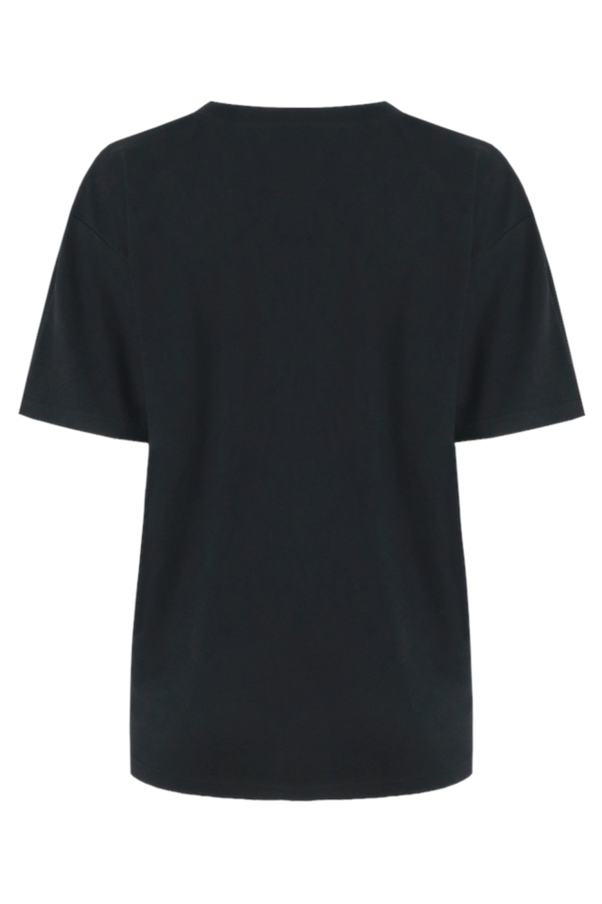 Fluresk zwarte dames t-shirt | Achteraanzicht