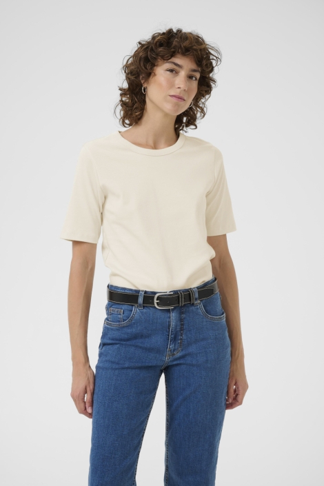 Part Two ecru dames t-shirt | Model vooraanzicht