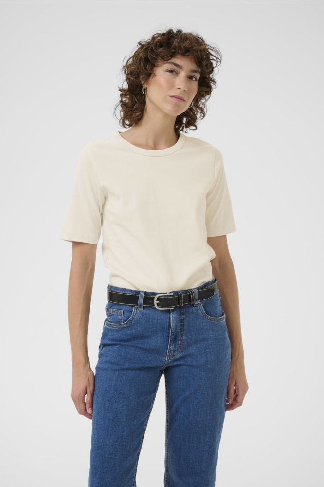 Part Two ecru dames t-shirt | Model vooraanzicht
