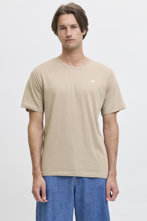 JJ Rebel beige heren t-shirt | Model vooraanzicht