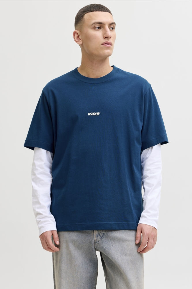Jack & Jones blauwe heren t-shirt | Model vooraanzicht
