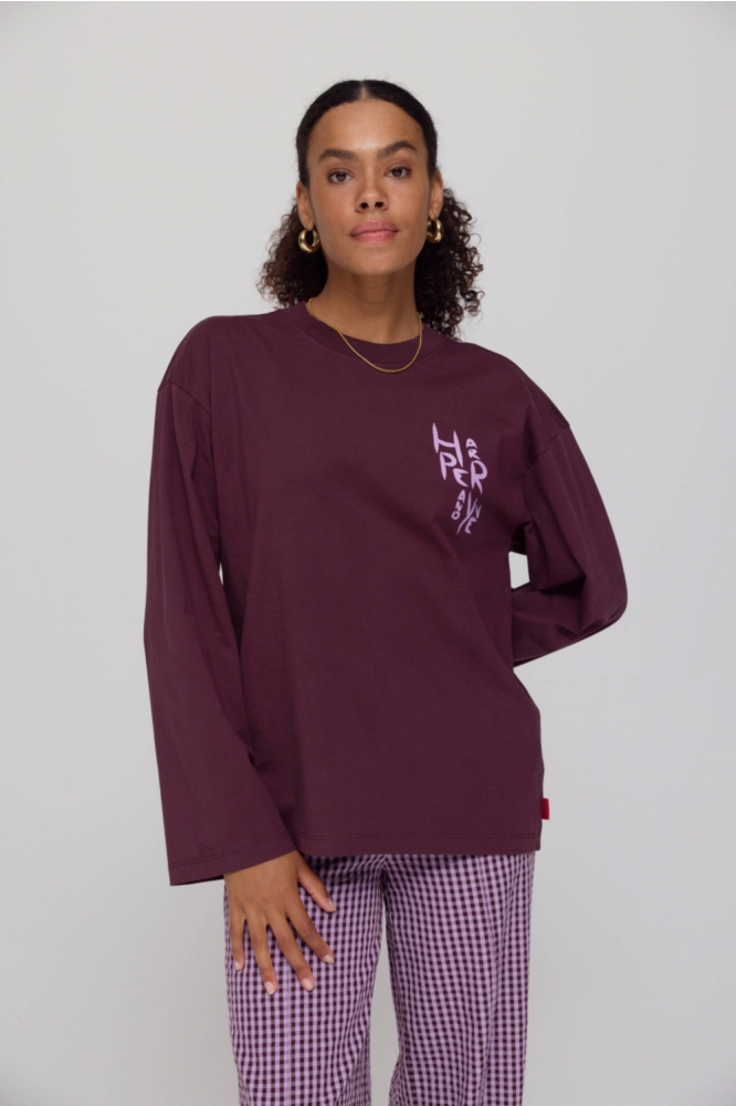Harper & Yve bruine dames t-shirt | Model vooraanzicht