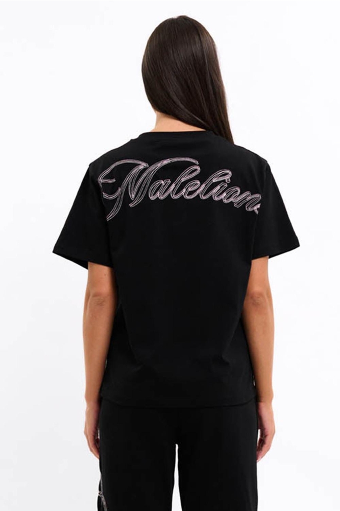 Malelions zwarte dames t-shirt | Model achteraanzicht