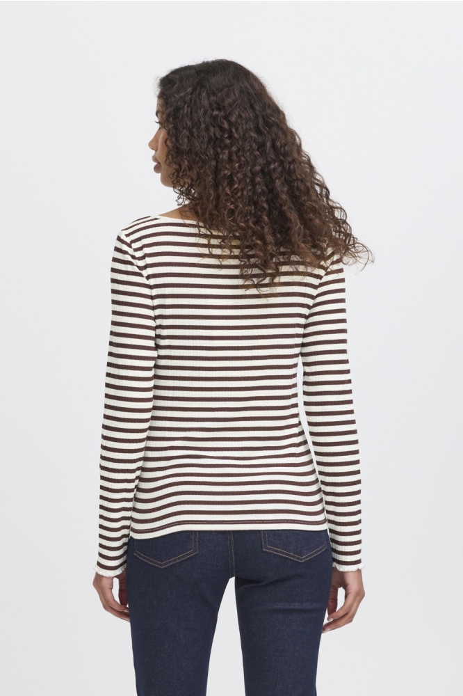 Ichi beige dames t-shirt | Model achteraanzicht