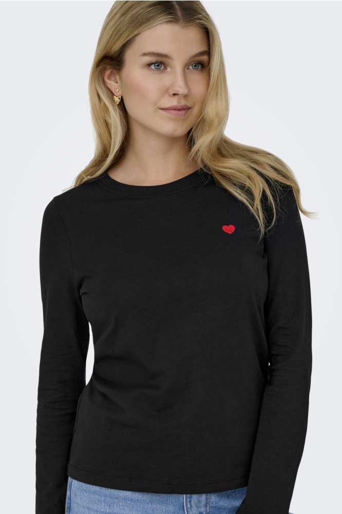 Jacqueline de Yong zwarte dames t-shirt | Model vooraanzicht