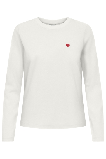Jacqueline de Yong T-shirt JDYPISA L/S PRINT TOP JRS DIA 15359938 CLOUD DANCER/BITTERSWEET