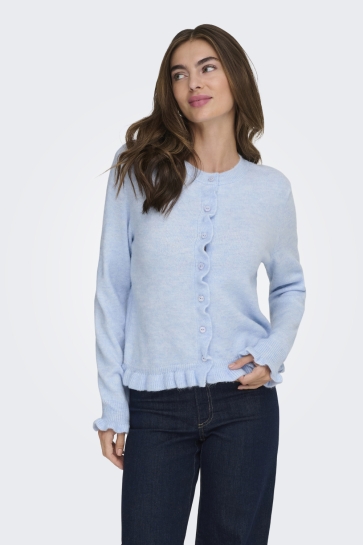 Jacqueline de Yong Vest JDYLETTY L/S ON FRILL CARDIGAN KNT 15363485 CASHMERE BLUE