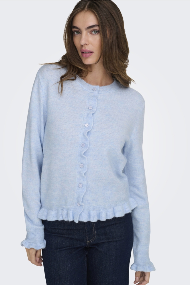 Jacqueline de Yong blauwe dames vest | Model vooraanzicht