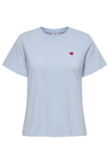 Jacqueline de Yong T-shirt JDYPISA S/S PRINT TOP JRS NOOS 15298612 CASHMERE BLUE/BITTERSWEET HEART