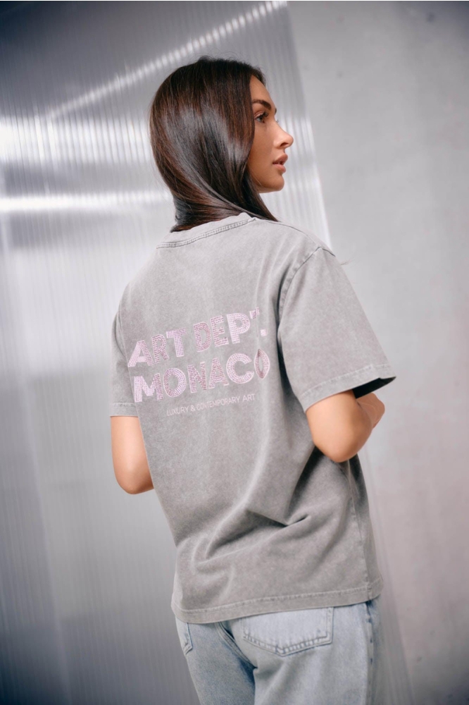 Malelions grijze dames t-shirt | Model achteraanzicht
