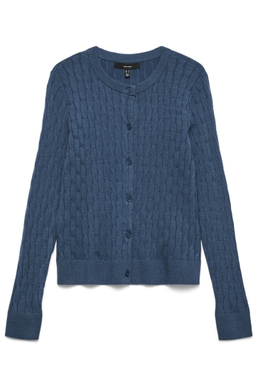 Vero Moda Vest VMFANTASTIC LS O-NECK CABLE CARDIGA 10338234 DARK DENIM