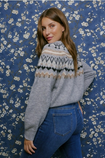 Vero Moda Vest VMTAMMY LS O-NECK NORDIC CARDIGAN G 10338985 MEDIUM GREY MEL/W.COMB