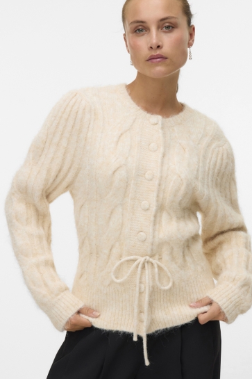 Vero Moda VMLISA LS STRING CARDIGAN LCS 10338636 OATMEAL/MELANGE