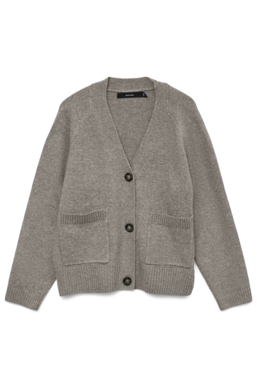 Vero Moda VMBOOM LS V-NECK BUTTON CARDIGAN GA 10320457 Moon Rock Melange