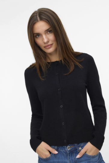 Vero Moda VMVICKY LS O-NECK BUTTON CARDIGAN N 10335317 Black