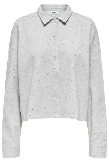 Only ONLZENNA L/S STONE POLO SHIRT CS SW 15345894 Light Grey Mela/Silver rhi