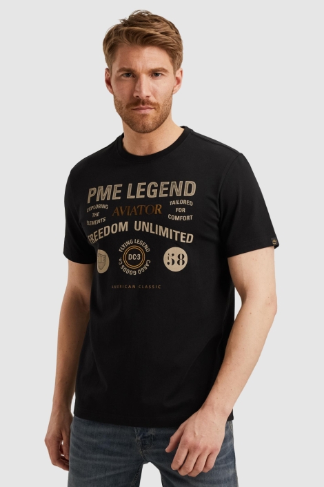 PME legend zwarte heren t-shirt | Model vooraanzicht