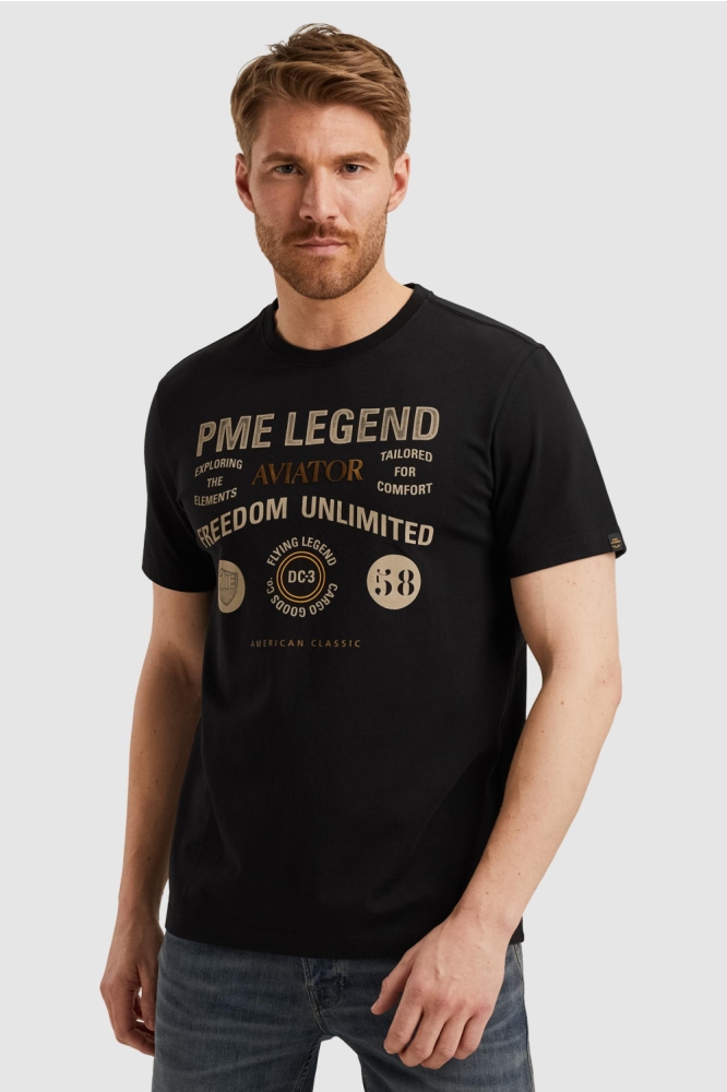 PME legend zwarte heren t-shirt | Model vooraanzicht