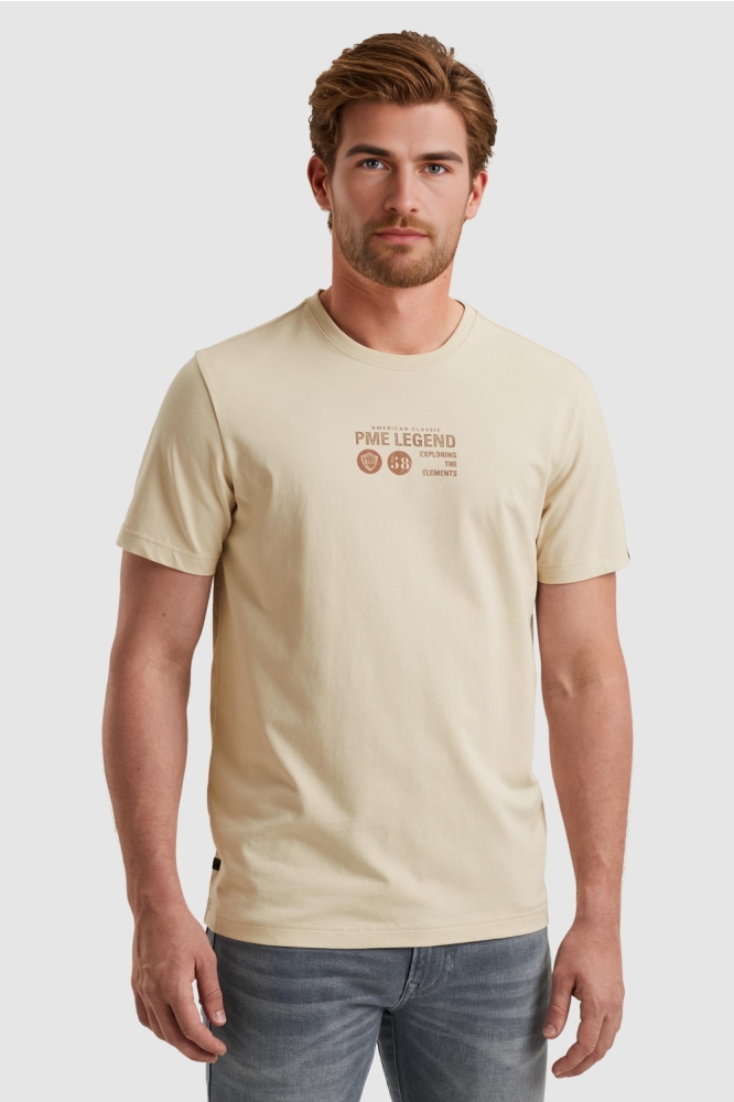 PME legend beige heren t-shirt | Model vooraanzicht