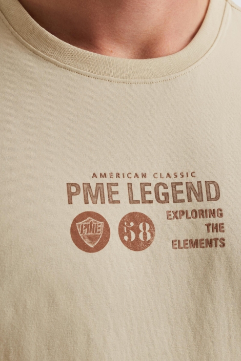 PME legend beige heren t-shirt | Close up