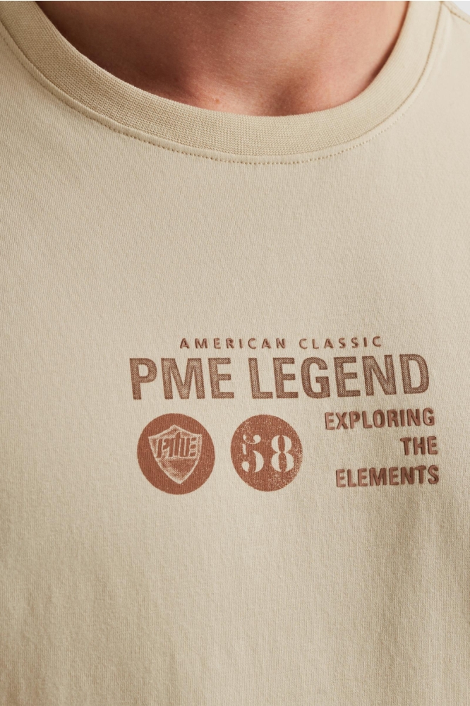 PME legend beige heren t-shirt | Close up