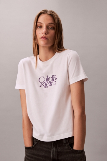 Calvin Klein SS FITTED SCRIPT CAL LV047D210G YAA BRILLIANT WHITE