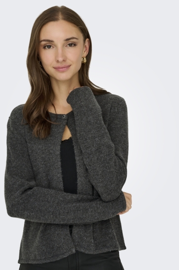 Jacqueline de Yong JDYRUE LIFE L/S ONEBUTTON CARDI KNT 15355568 Dark Grey Melange